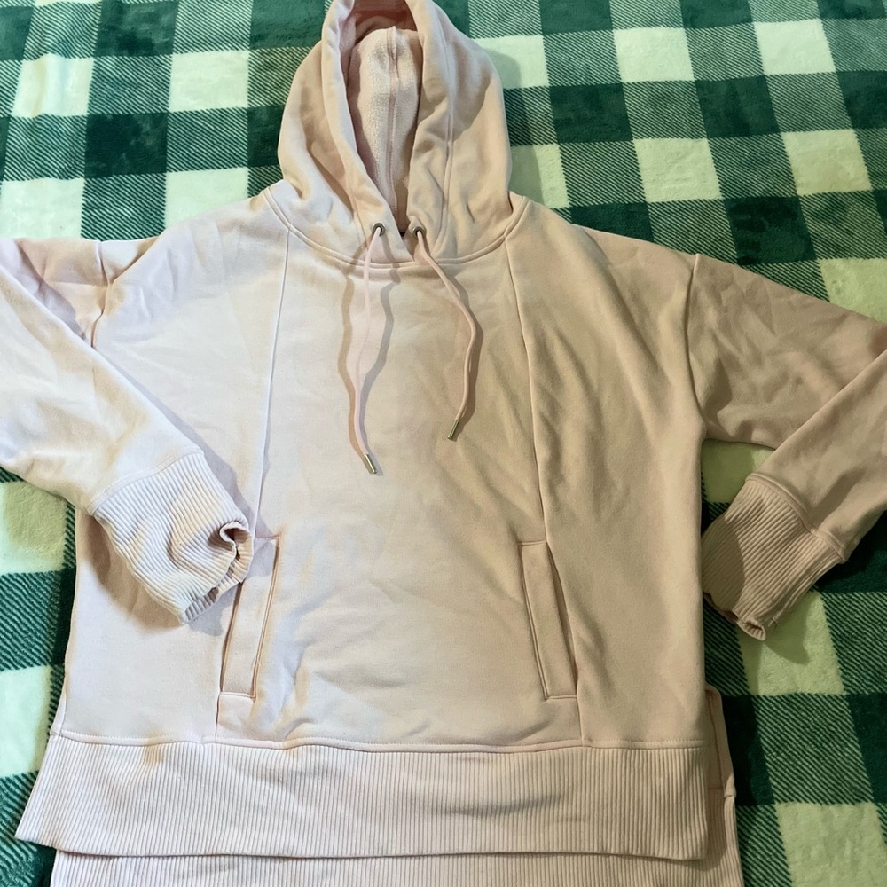 baby pink athletic hoodie